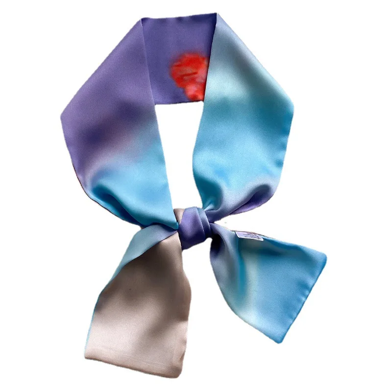 

New Spring Women Chain Silk Scarf 10*100cm High Quality Shawl Silk Fashion Small Scarf Headscarf Beach Sunscreen Lady Bandana