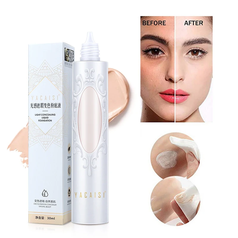 

Portable long-lasting concealer light-sensitive translucent changing liquid foundation Full Coverage Waterproof Contour Makeup