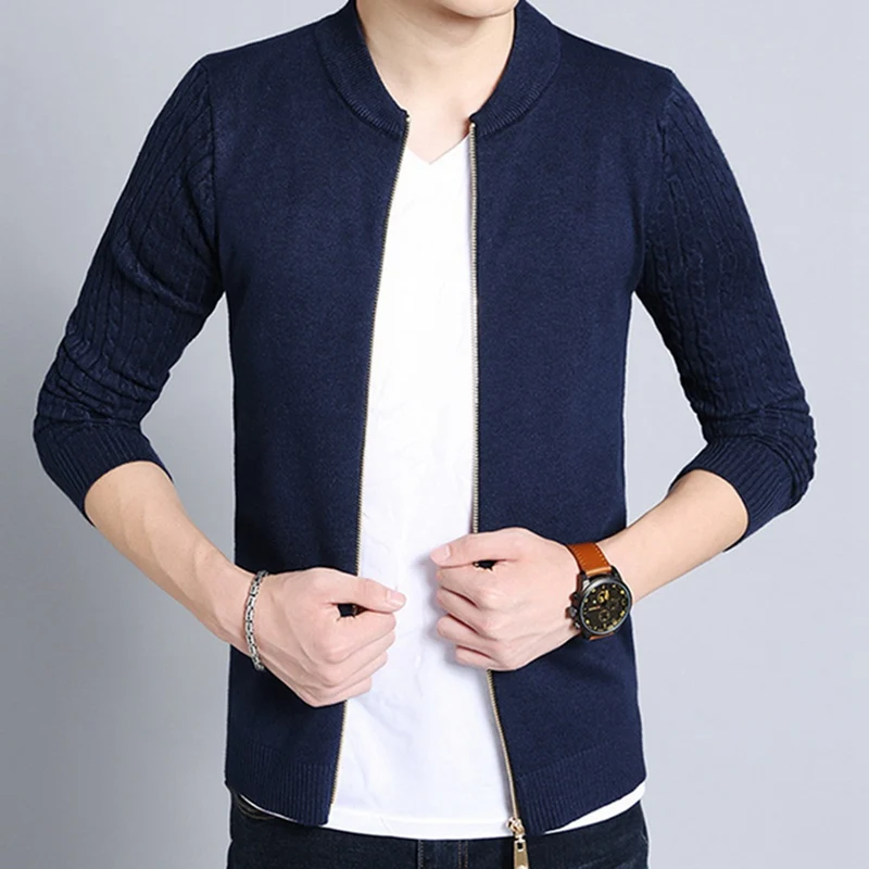 Men's Zipper Open Front Cardigan Sweater Jacket Style Sweaters Knitwear Warm Sweatercoat Cardigans Men Clothing J660