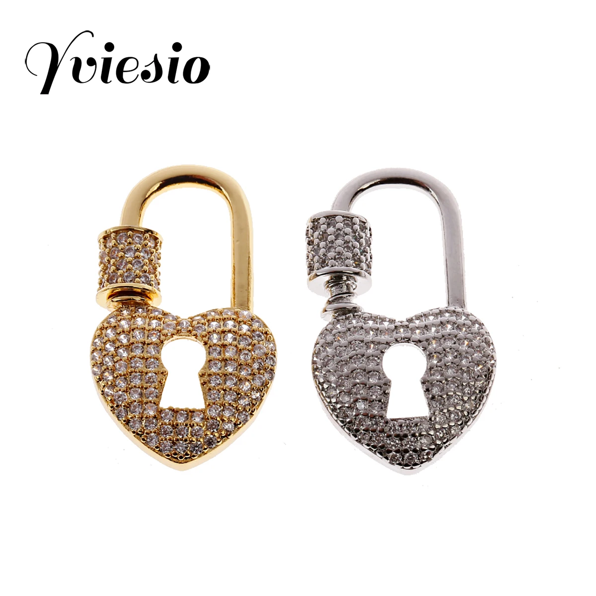 

White zircon Diy Creative Heart Locks Carabiner Screw Clasps Accessories For Handmade Chains Style Pendant Jewelry Making