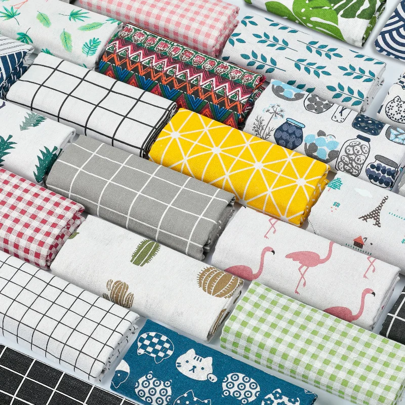 Винтажная льняная ткань для шитья и декоративных подушек тканевые печатные