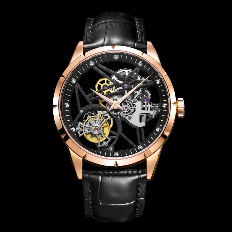 Эзоп спортивные реальные Tourbillon Для мужчин механические часы Мужские Скелетон