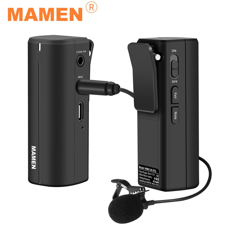 Беспроводной микрофон MAMEN 2 4G петличный для мониторинга в режиме реального