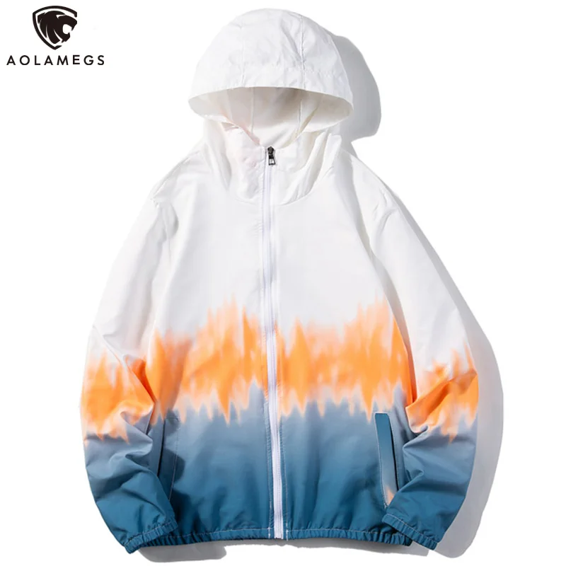 

Aolamegs Sun Protection Jackets Men Patchwork Hit Color Harajuku All-match Women Windbreaker Couple Casual Varsity Jacket Summer