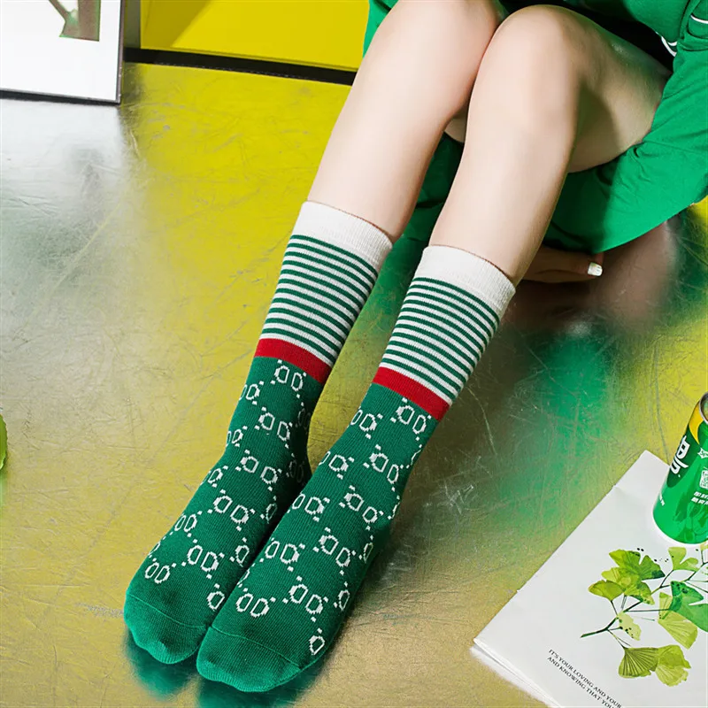 Новинка полосатые носки с буквенным принтом в виде буквы D женские ретро
