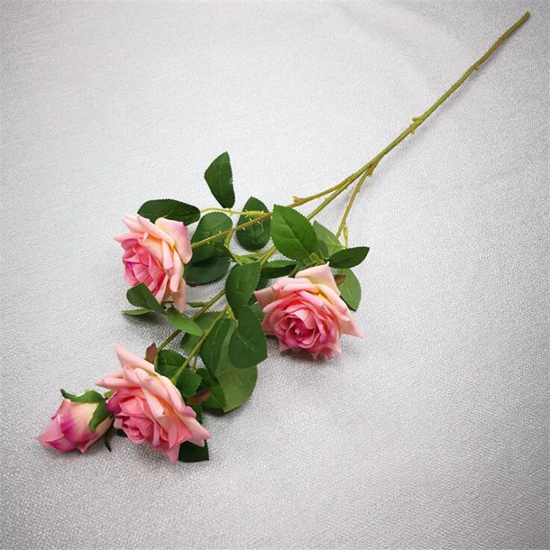 

10Pcs Fake Velvet Rose (4 heads/piece) 26.77" Length Simulation Curling Roses for Wedding Home Decorative Artificial Flowers
