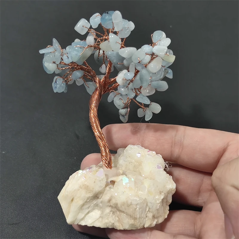 Sunligoo кристалл гравий денежное дерево медная проволока покрытая кластером база