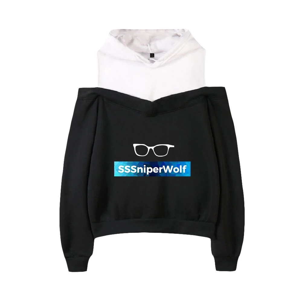 Женская толстовка sssniperwolf Merch с открытыми плечами и капюшоном пуловер топы