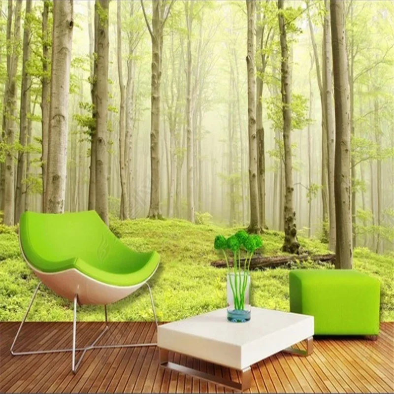 

Фотообои на заказ с изображением зеленого леса, 3D для гостиной, большого дерева, природный пейзаж, фон для телевизора, настенная бумага, дома...