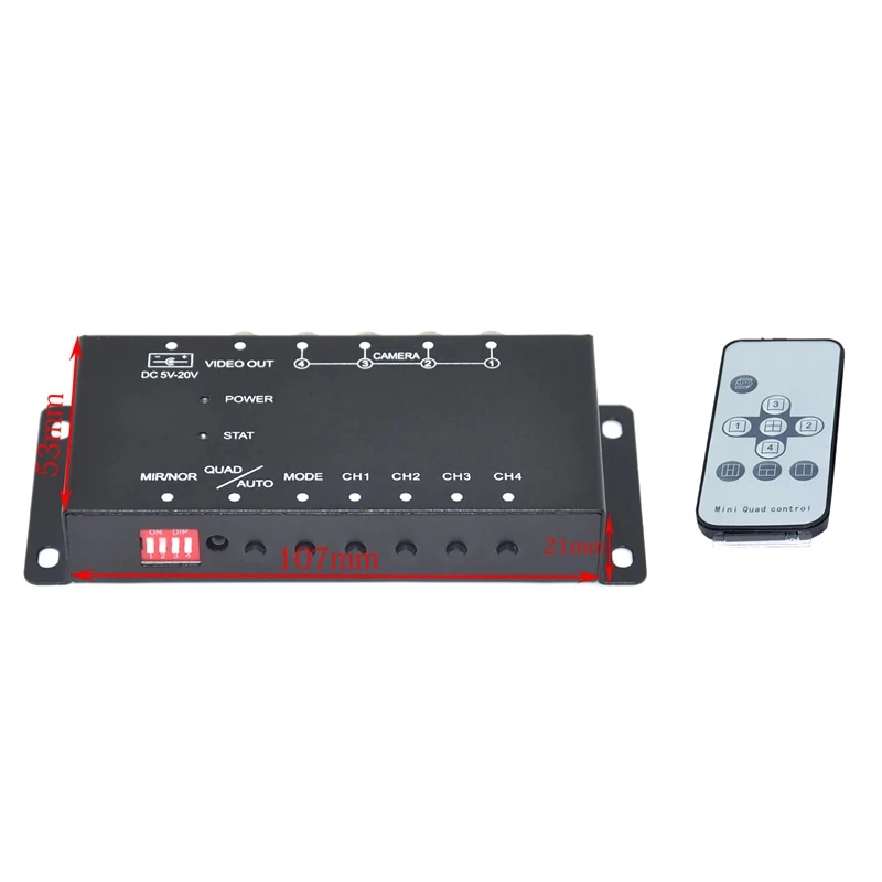 

Car 4-Way Video Switch Parking Camera 4 View Image Split-Screen Control Box Trim