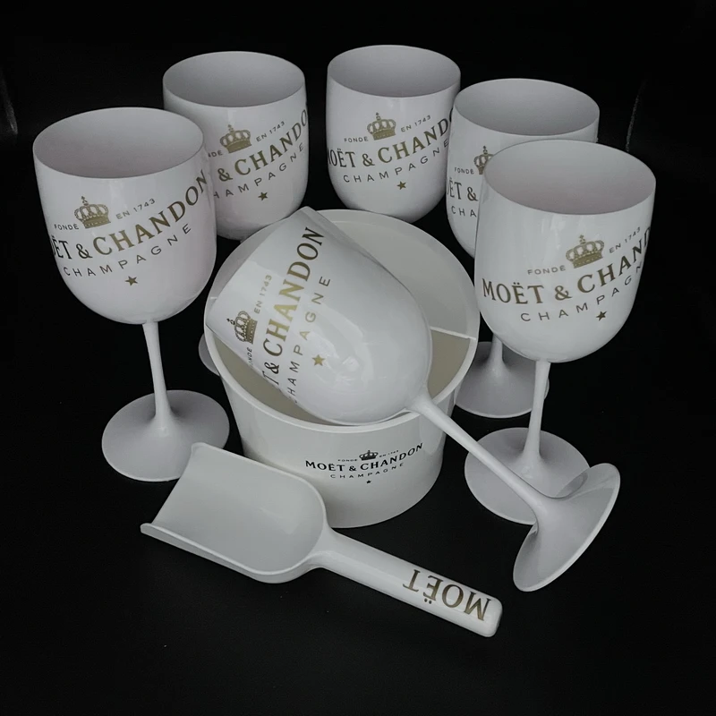 

6 glass x Ice Bukcet XScoop Champagne Flutes Coupes Cocktail Glass With shovel
