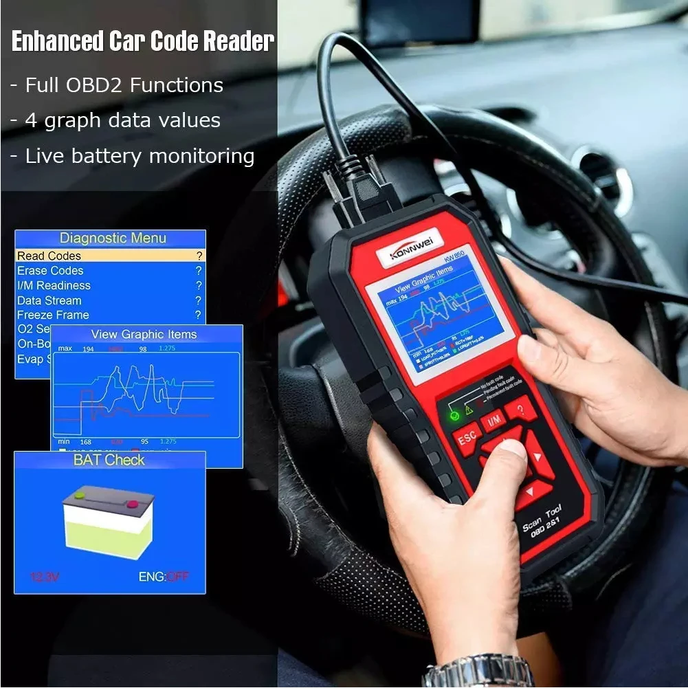 professional obd2 scanner auto diagnostic scanner tools kw850 code reader automotive code scanner for all obdii cars aftrer 1996 free global shipping