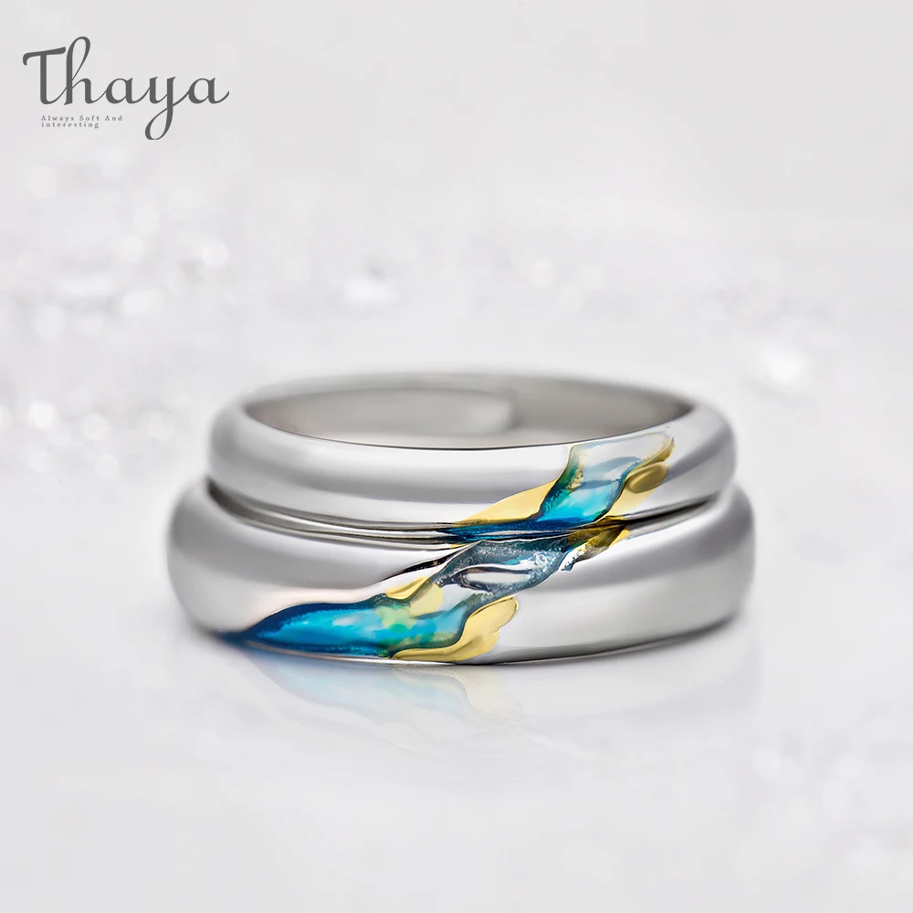 Thaya S925 Серебряные Кольца для пар с другим берегом Звездный дизайн кольца мужчин и