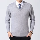 Мужской шерстяной свитер без рукавов, повседневный однотонный жилет с V-образным вырезом, классическая одежда, 2021