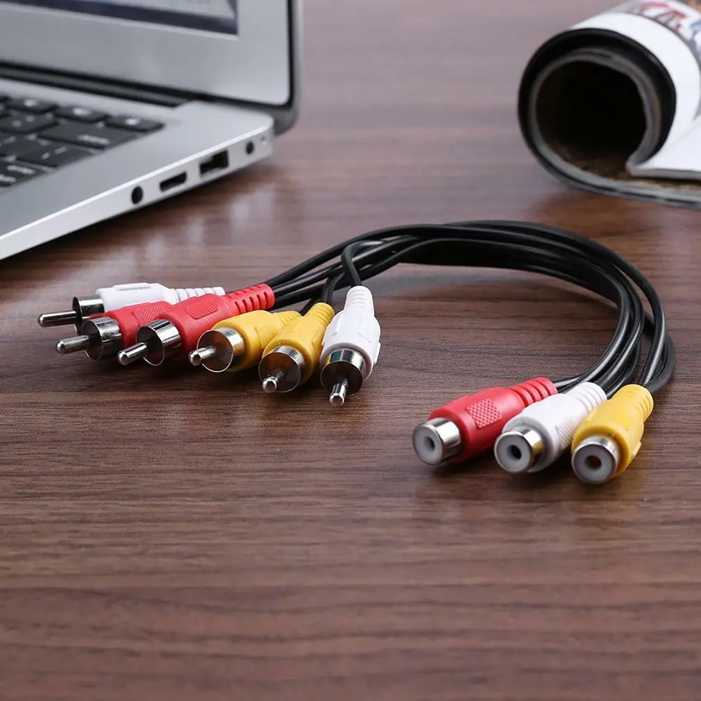 30cm 3 RCA Female Jack to 6 Male Splitter Audio Video AV Adapter Cable Universal Data Transmission |