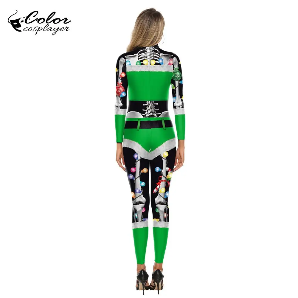 Color Cosplay Рождественские Комбинезоны для женщин праздничная одежда новогодний