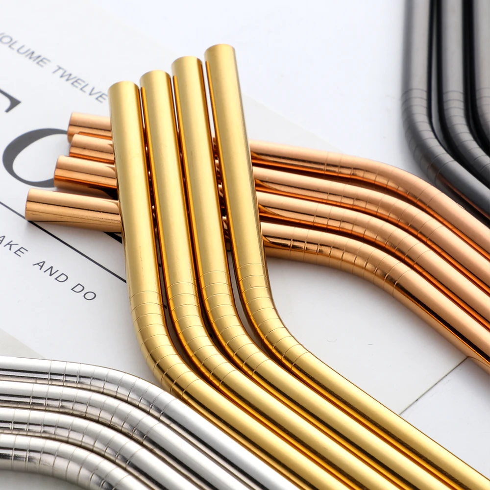 8 шт. металлический соломинкой многоразовые 6 мм Красочные Соломки с чистящая