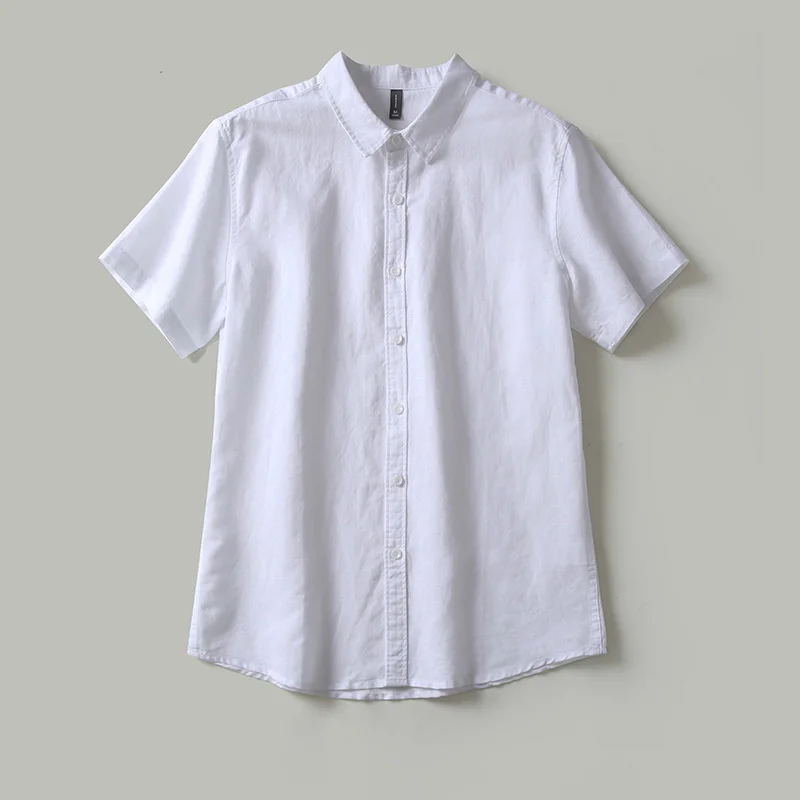 

6 Colors Summer Men Shirts Short Sleeve Casual Lapel Cotton Linen Single-Breasted Minimalism Style Soft Breathable Youth Tops