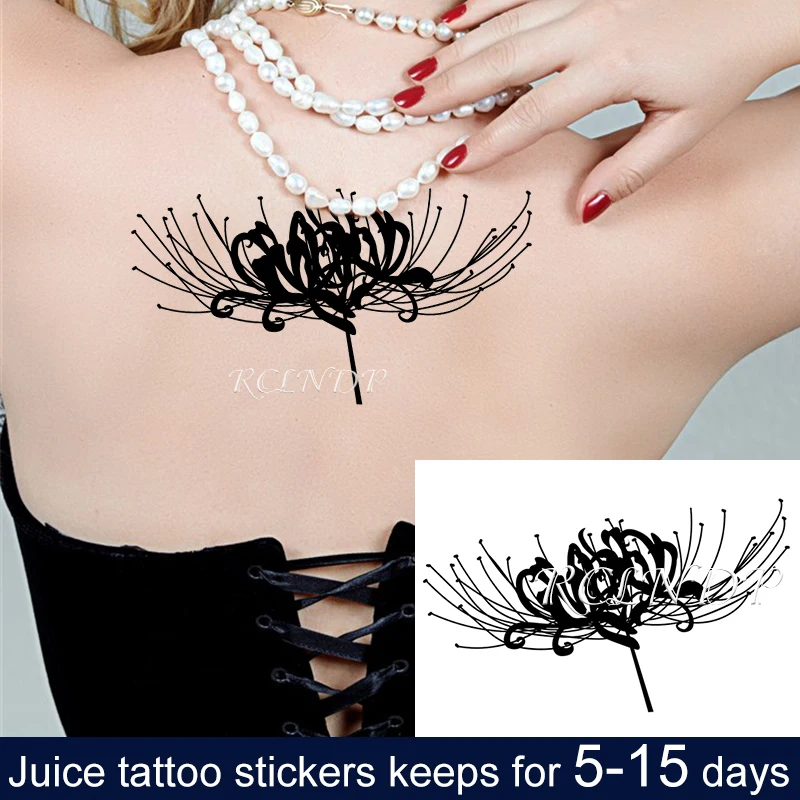 

Waterproof Temporary Juice ink Tattoo Sticker Equinox Flower Plant Personality Fruit Gel Long lasting Art for Men Women girl