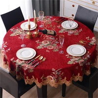 luxury european round table cloth kitchen accessories living room floral printed lace edge anti hot coffee tea tablecloth