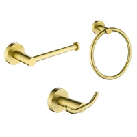 brushed gold bathroom hardware set sus304 stainless steel round wall mounted toilet paper holder double robe hooks towel ring