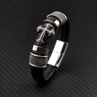 Панк MingAo Шарм из нержавеющей стали крест кожаный браслет мужской Шарм 12*6 черный плетеный именной браслет с магнитной застежкой коричневый подарок