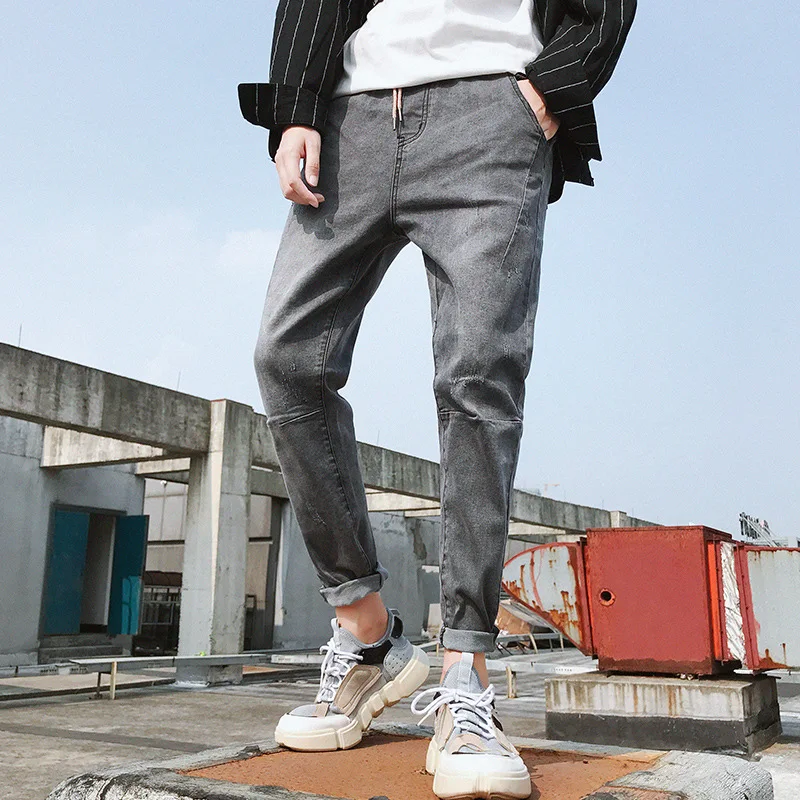 Модные однотонные женские джинсы повседневные облегающие джинсовые брюки до