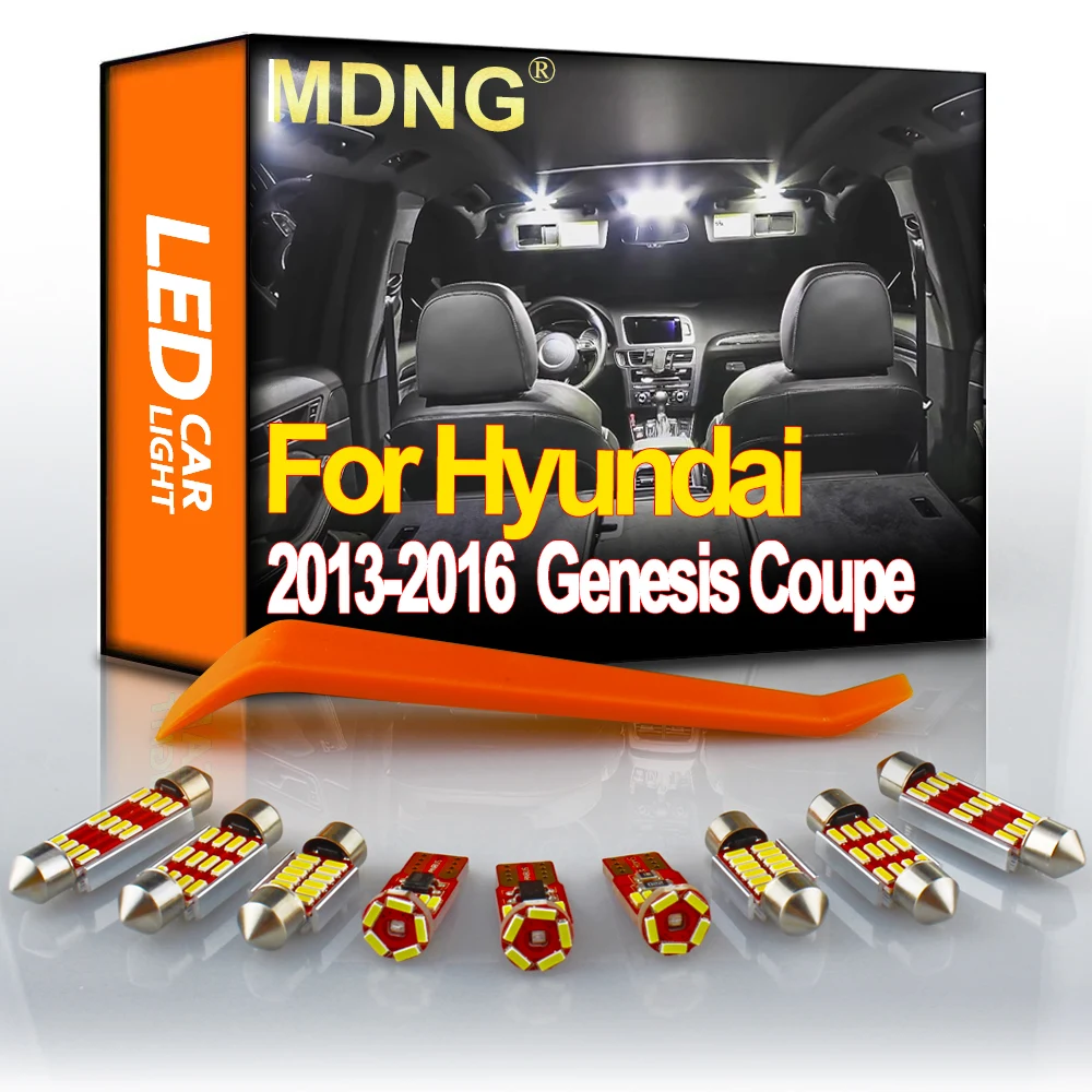 

MDNG 10X Car Lamps Accessories Led Interior Lighting Kit For 2013-2016 Hyundai Genesis Coupe Map Trunk Dome License Plate Light
