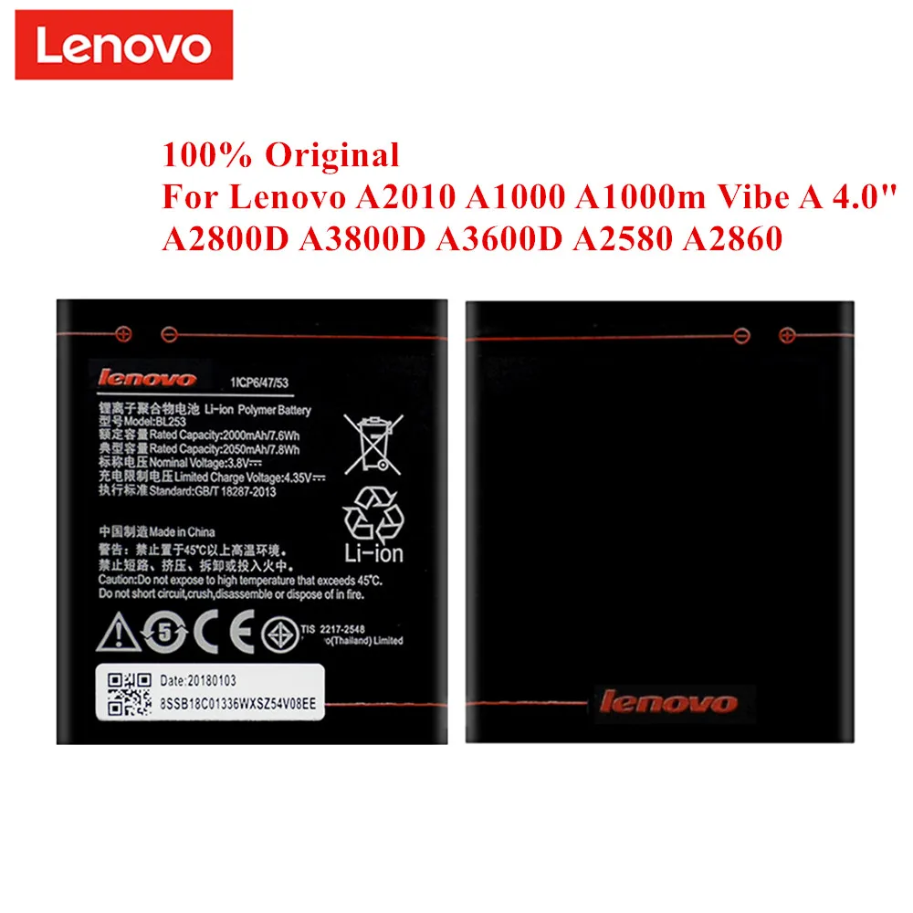 100% Оригинальный литий полимерный аккумулятор BL253 для Lenovo A2010 A1000 A1000m Vibe A 4 0 &quotA2800D