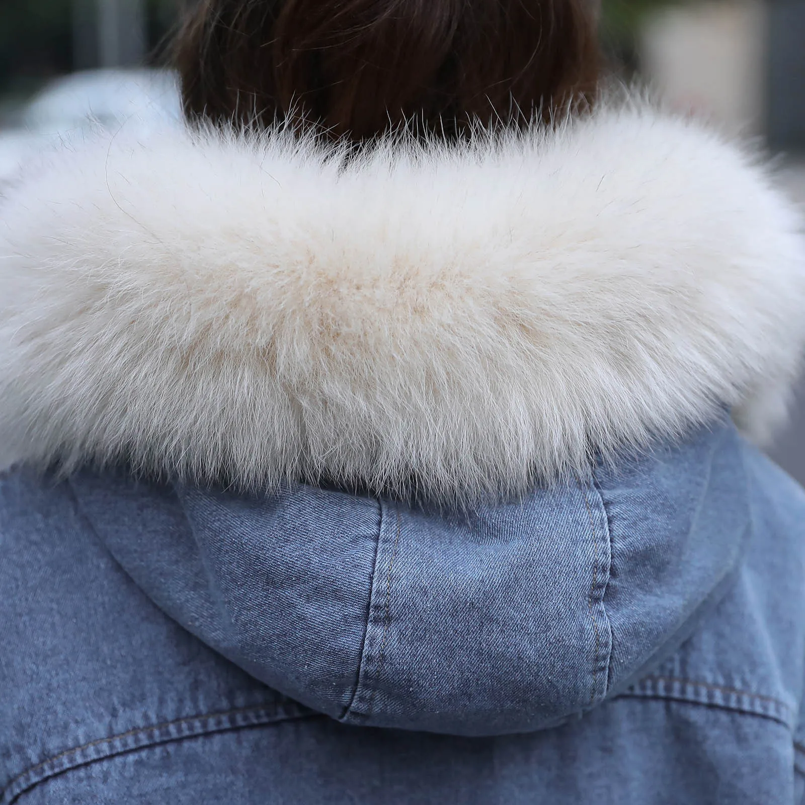 Зимнее теплое женское джинсовое пальто флисовая плюшевая джинсовая куртка