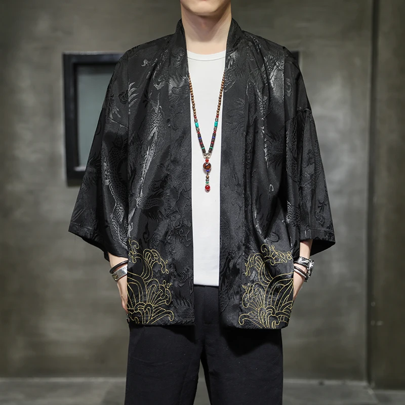Plus Size Men Japanese Streetwear Shirt 2023 Mens Korean Fashions Casual Kimono Shirts Male Designer Open Stitch Summer Clothes