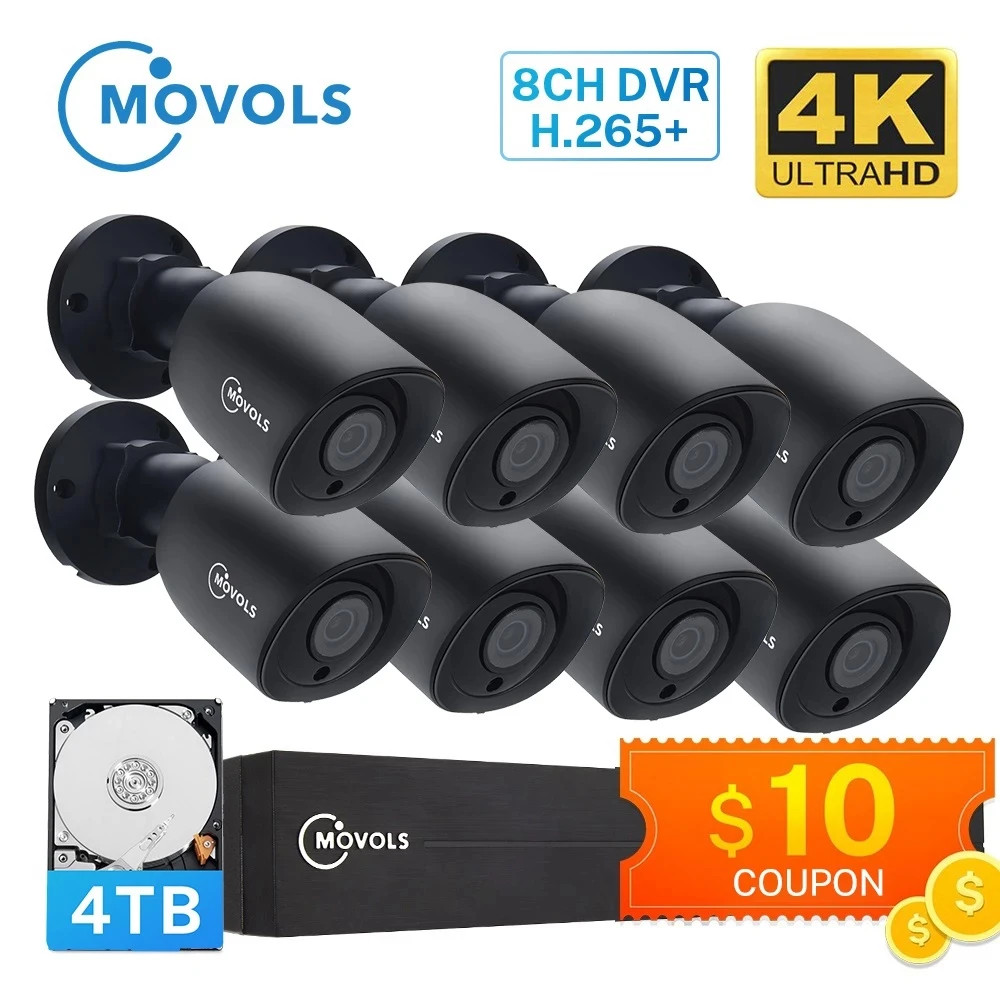 MOVOLS 8CH 4K Ultra HD система видеонаблюдения H.265 + комплект 8MP DVR наружная домашняя