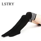 Черные Полосатые забавные женские носки в стиле Лолиты; Рождественские подарки; Соблазнительные длинные нейлоновые чулки до бедра; Милые гольфы для девочек