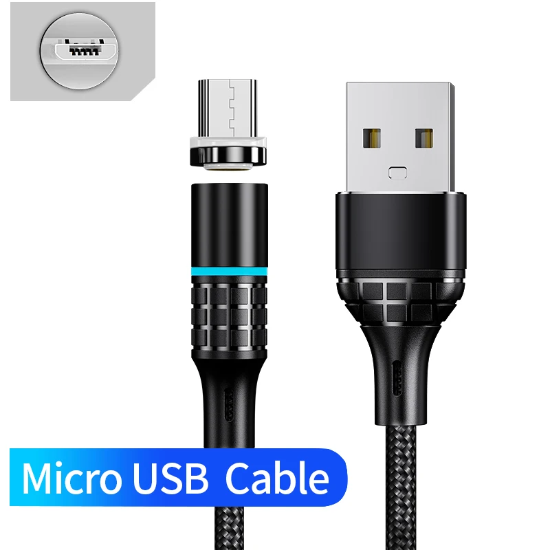 For Micro Black Udyr Магнитный кабель Micro usb type C зарядный кабель для samsung iPhone 7 6 зарядное устройство быстрый Магнитный кабель USB C Шнур адаптер для проводов - Цвет: For Micro Black