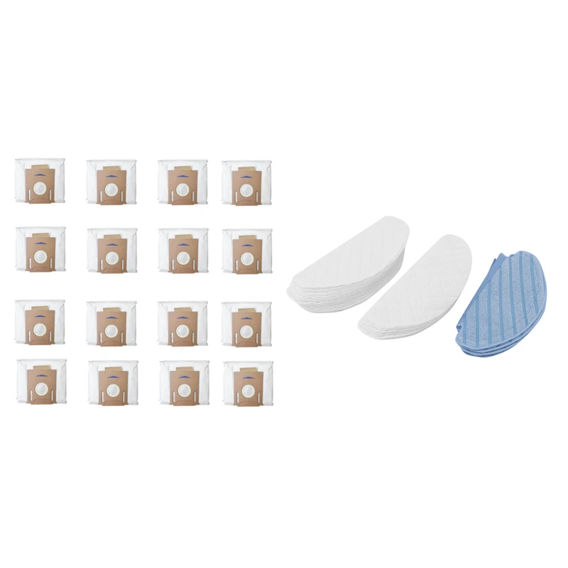 

16PCS for ECOVACS DEEBOT OZMO T8 T8 AIVI Robot Vacuum Cleaner High Capacity Leakproof Dust Bag & 40Pcs Disposable Rags