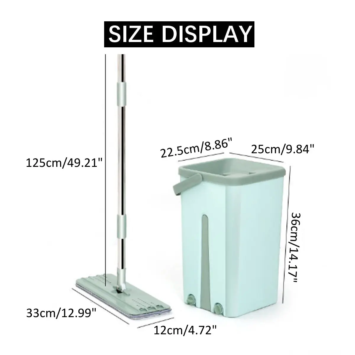 

Flat Squeeze Mop Bucket Set Automatic Spin Mop Hand Free Wringing Floor Cleaning Mop Microfiber Mop Pads Wet Dry Usage Home