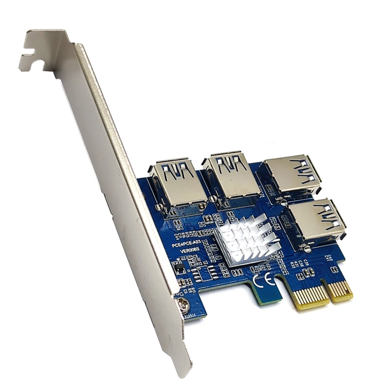 

Дополнительные карты PCIE от 1 до 4 USB 3,0 PCI Express, увеличитель райзерной карты PCI E X1 до X16, Райзер для видеокарты для майнинга биткоинов