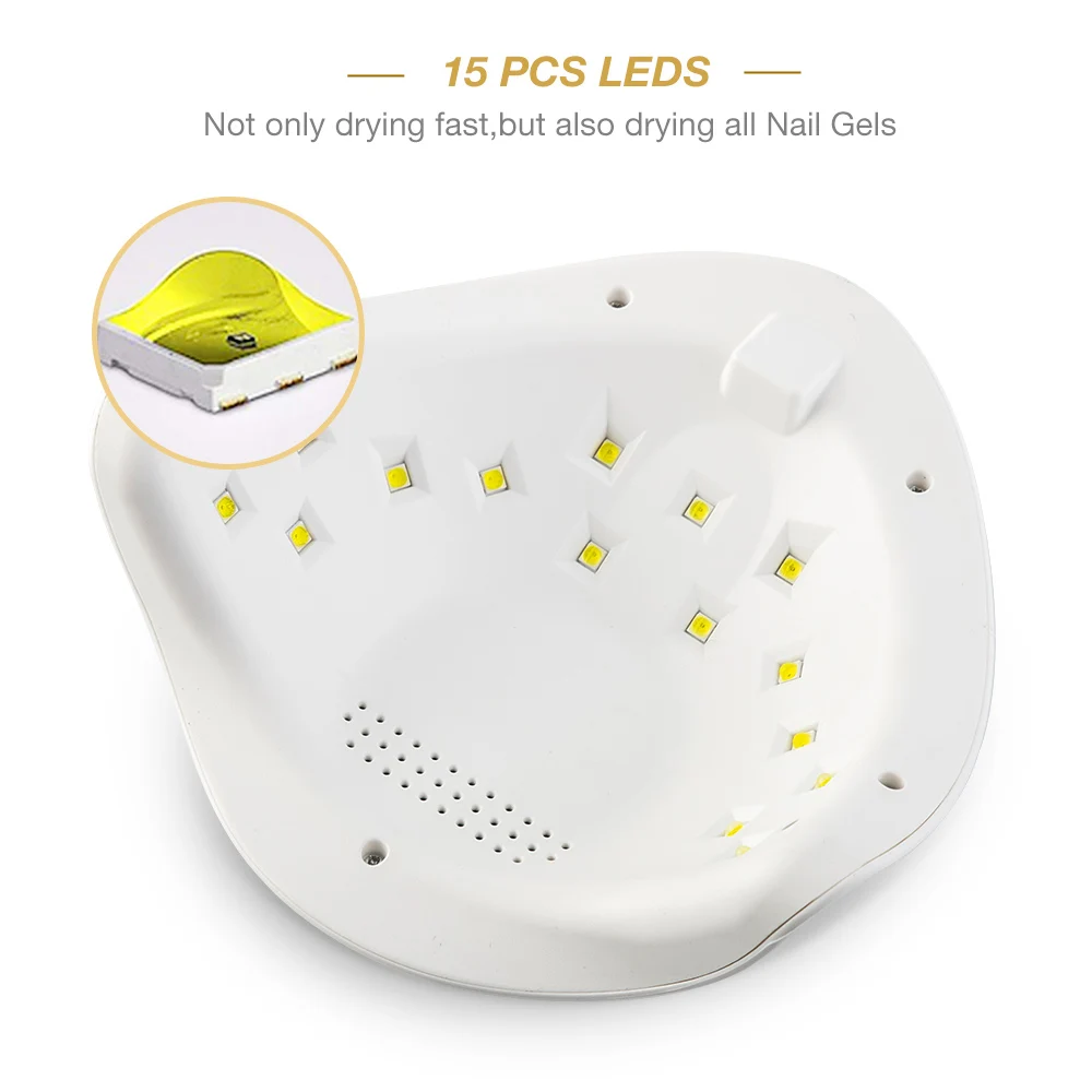 УФ Сушилка для ногтей 30 Вт 15 светодиодов лампа с портативным цифровым дисплеем 3
