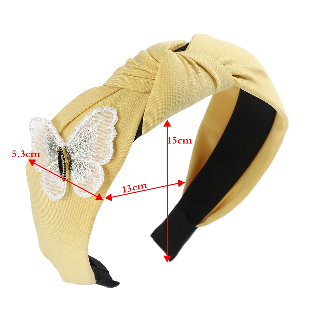 Levao Butterfly Headband Solid Color Knotted Hair Hoop Hairband Lady Black Plastic Bezel Headbands for Women Accessories |