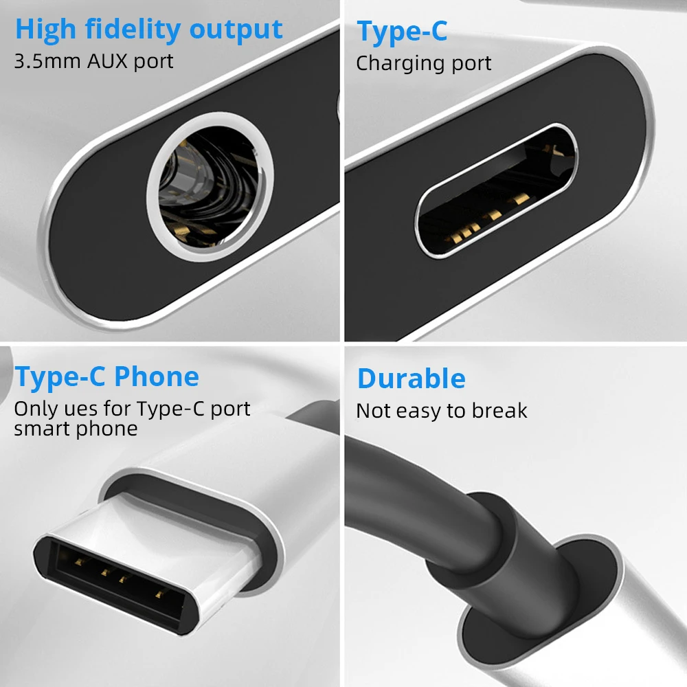 

Type C To 3.5mm Earphone Jack Adapter USB Cable Type-C Audio Splitter Connector For USB C Plug AUX Headphone Phone Tablet