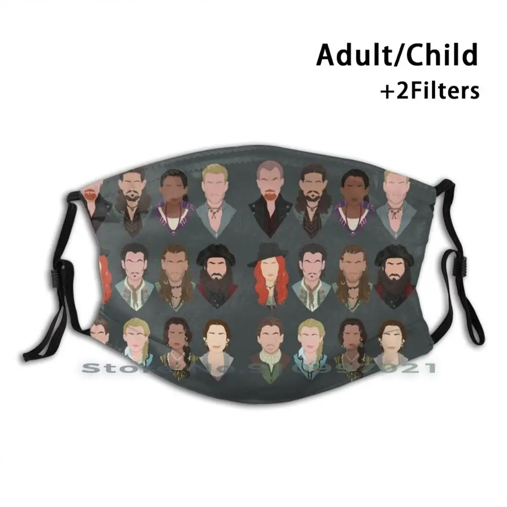 

Black Sails Characters ( Faceless ) Print Reusable Mask Pm2.5 Filter Trendy Mouth Face Mask For Child Adult Black Sails Nassau