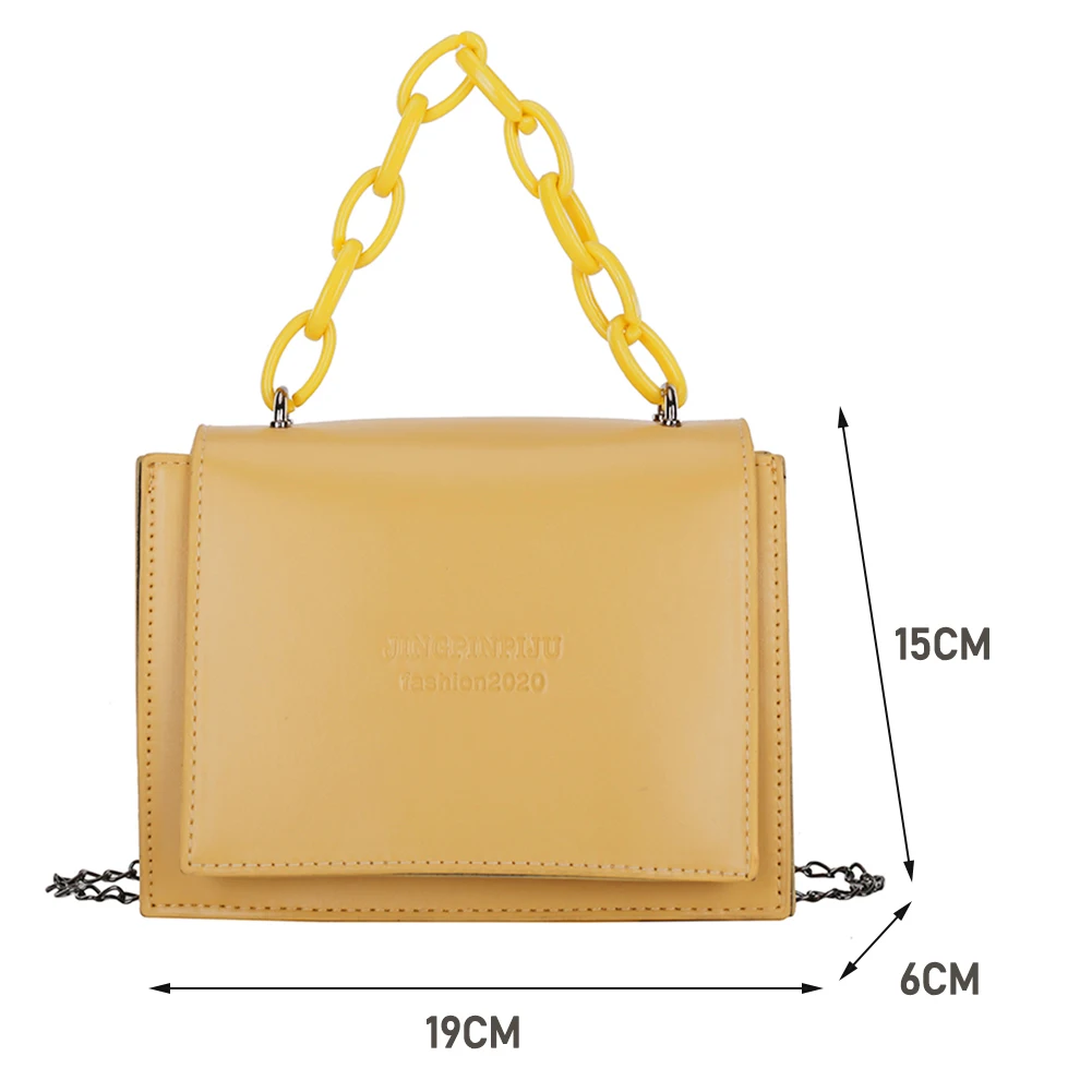 

Women New Fashion Solid Color Chain Handbags Small Flap Shoulder Messenger Bags Vintage PU Leather Female Square Crossbody Bags
