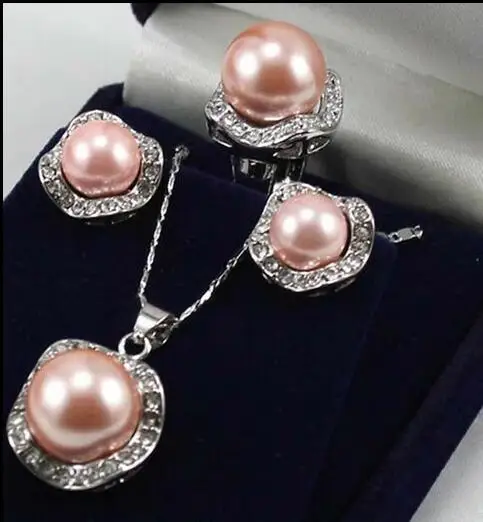 Оптовый женский комплект ювелирных изделий Подарок Подвеска+Серьги+Кольцо с цирконом, опалом, пресноводными жемчугом и нефритом (Цена не включает упаковку для ювелирных изделий)