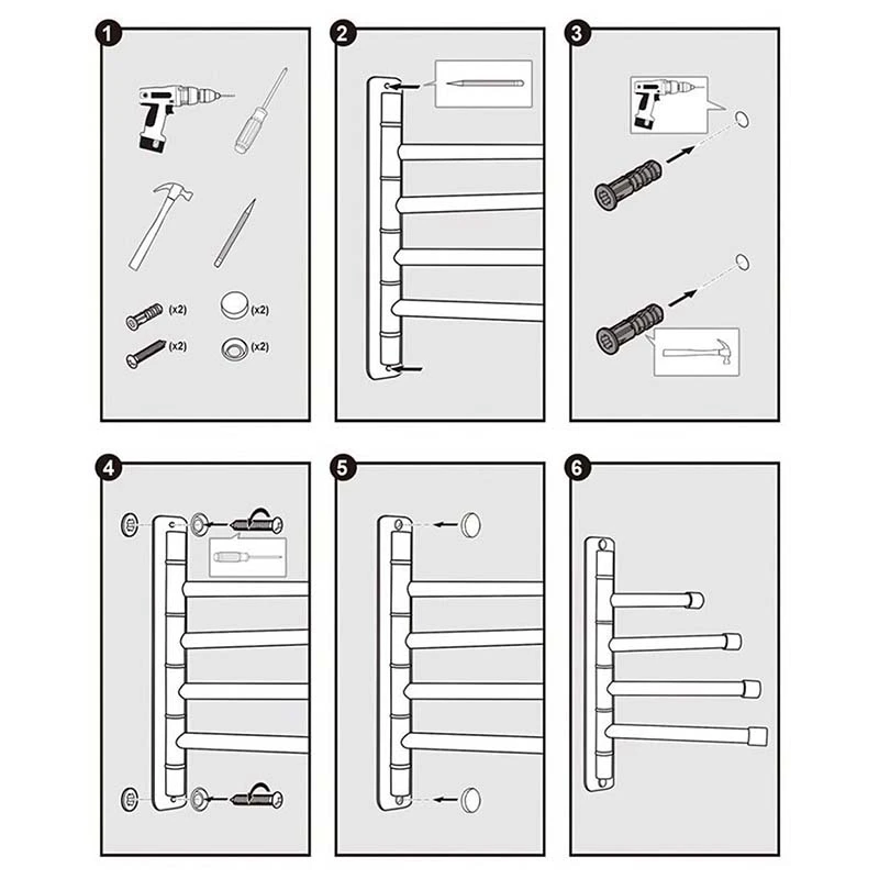 

Wall Mounted Swing Towel Bar - Stainless Steel Bath Towel Rod 4-Arm, Bathroom/Kitchen Swivel Towel Rack Hanger Holder