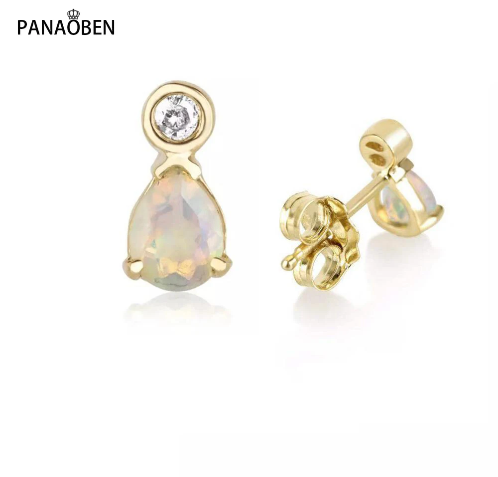 

PANAOBEN 925 Sterling Silver Stud Earrings for Women Gold Women Crystal Opals Ear Jewelry Rock Punk Jewellery Chrismas Gift Cute