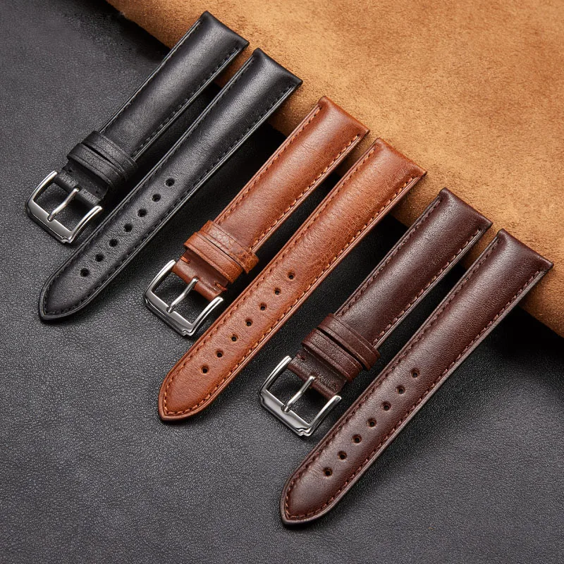 Ремешок итальянский мужской из воловьей кожи водонепроницаемый винтажный