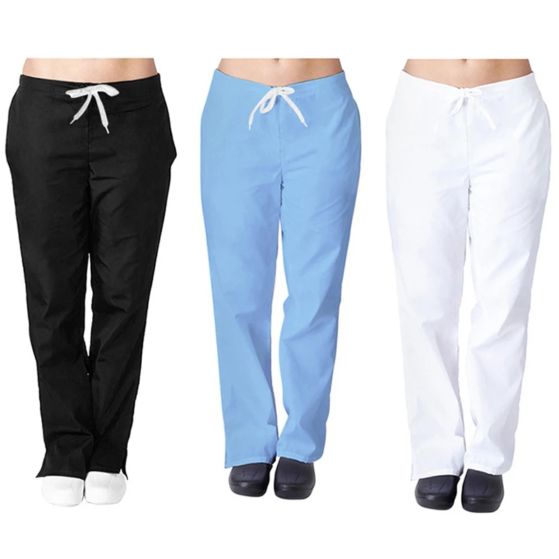 Pantalones de trabajo para mujer, de talla grande uniforme de enfermera, suave, con cordón, 3 colores, para clínica, XS-3XL
