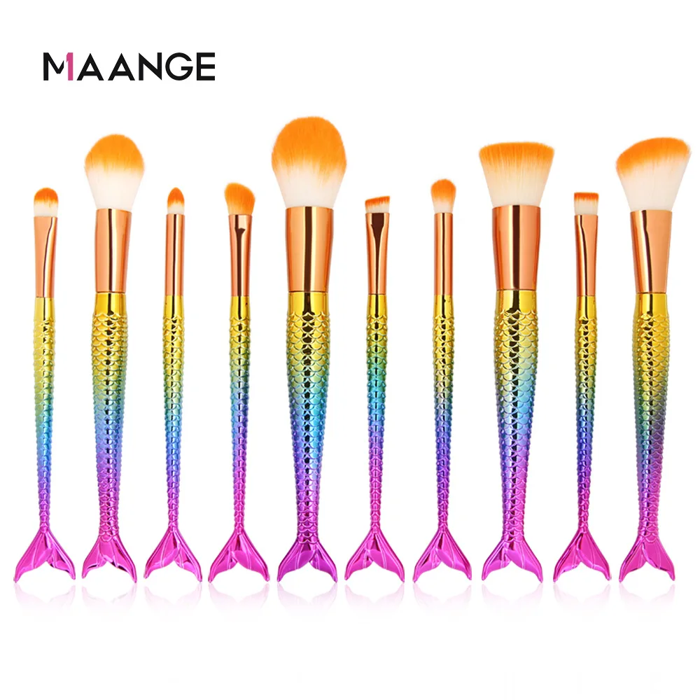 

10pcs Makeup Brushes Set Mermaid Shell Foundation Concealer Powder Lip Eye Shadow Make Up Brush Kits Beauty Cosmetic Tool