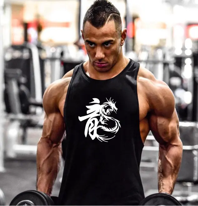 Новая мода хлопчатобумажные рубашки без рукавов майка Мужская Фитнес рубашка