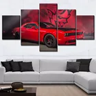 5 панелей на холсте без рамки красные мышцы спортивный автомобиль Dodge Challenger постеры картины украшение современное настенное искусство домашний декор картины